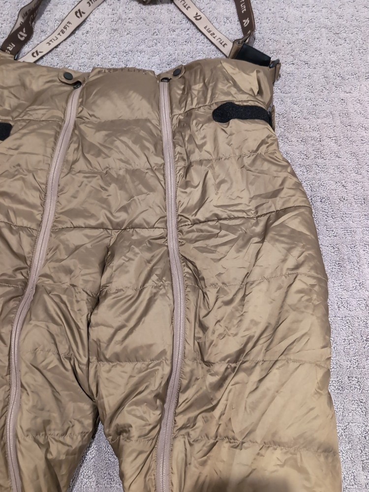 First Lite White Cloud Down Bib Medium Dry Earth Excellent Free Shipping!