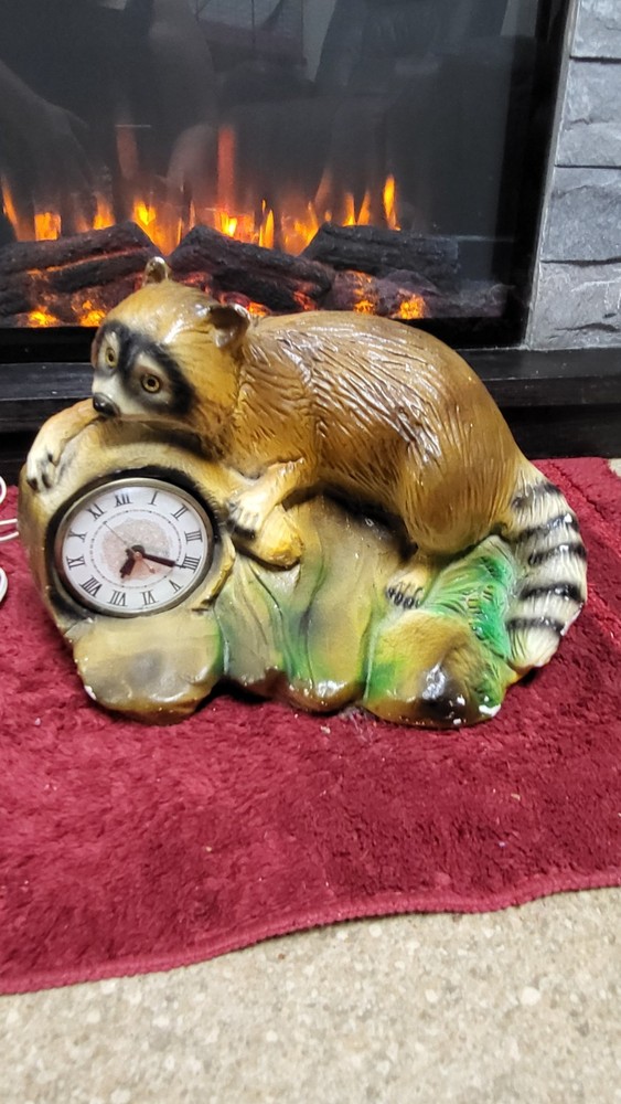 Vintage Raccoon Clock (It Works)