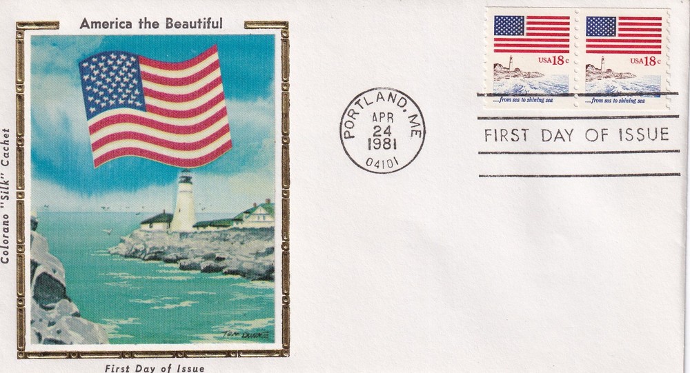 STAMP SCOTT 1891 "Flag & Mountains" 18 CENT 1981 FDC PAIR - D
