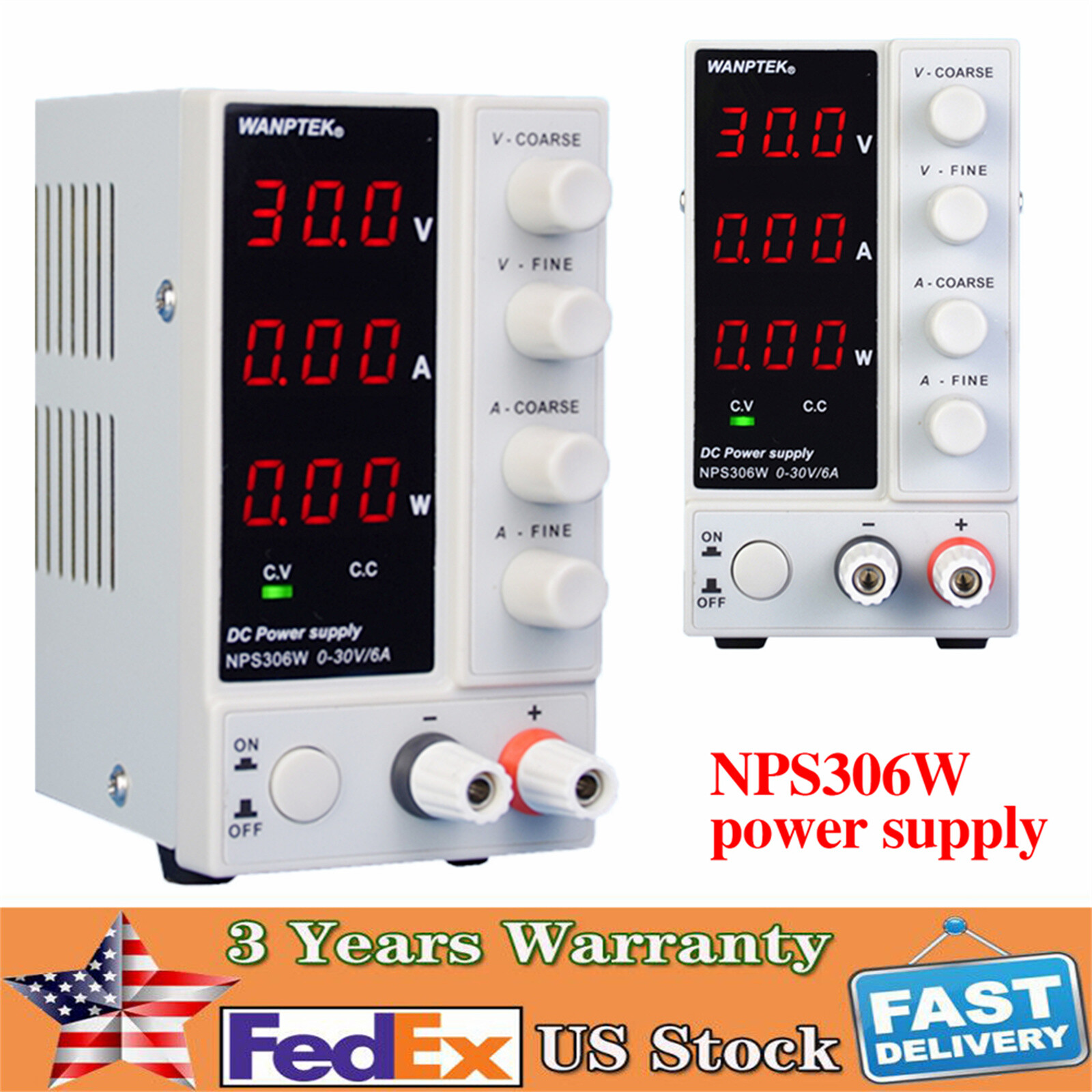 NPS306W Adjustable DC Power Supply 0-30V 0-6A with Digital Display