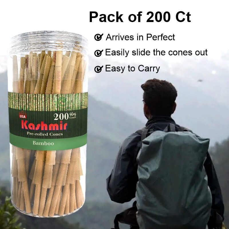 Pre Rolled Cones King Bamboo Rolling Papers Cone Slow Burning 200 Ct by Kashmir