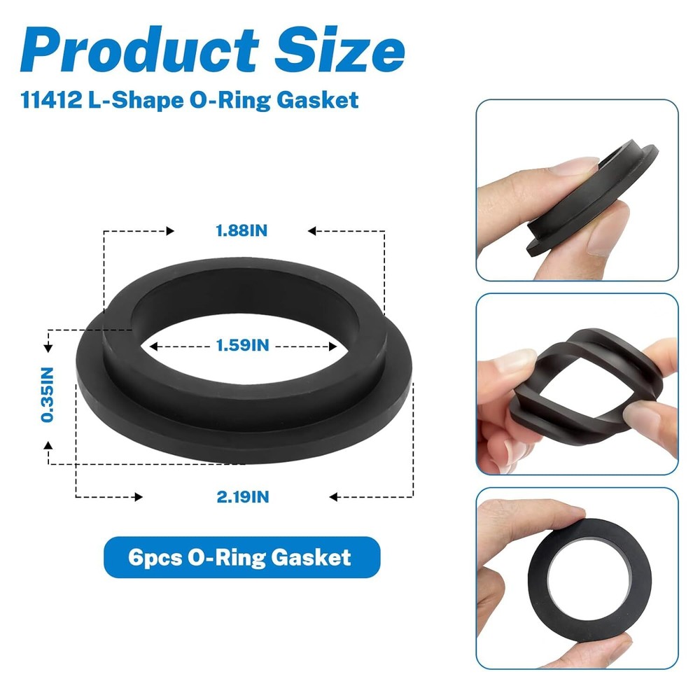 Pool L-Shape O-Ring Gasket Replacement for Intex Sand Filter Pump black