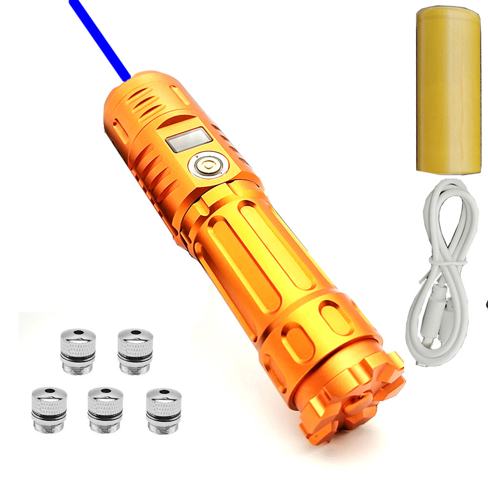 450NM Blue Laser Pointer Adjustable Focus Light Visible Beam Light Battery USB