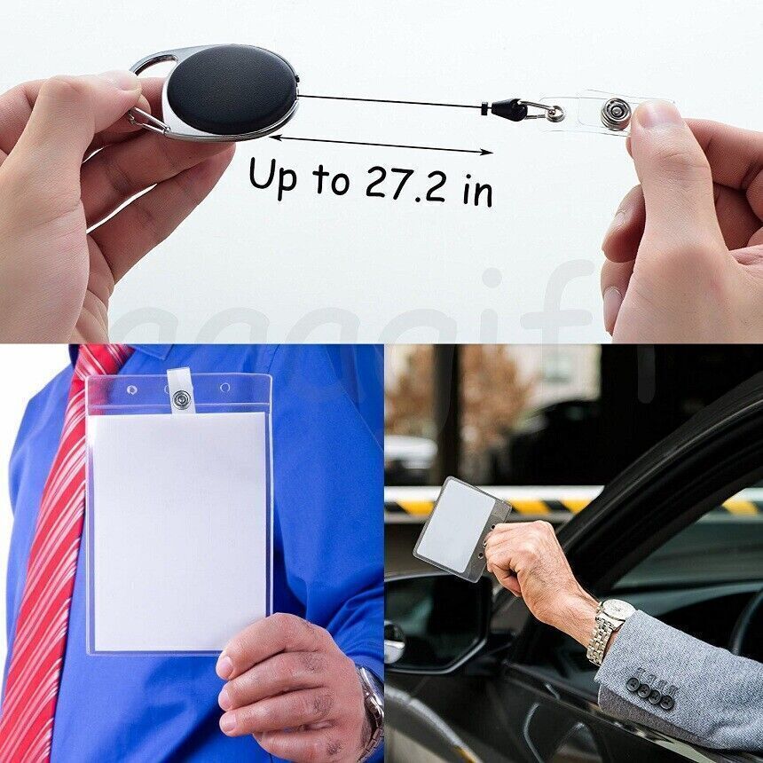 5/10/20x Retractable Reel Clip Badge Holder ID Card Key Ring Carabiner US Stock