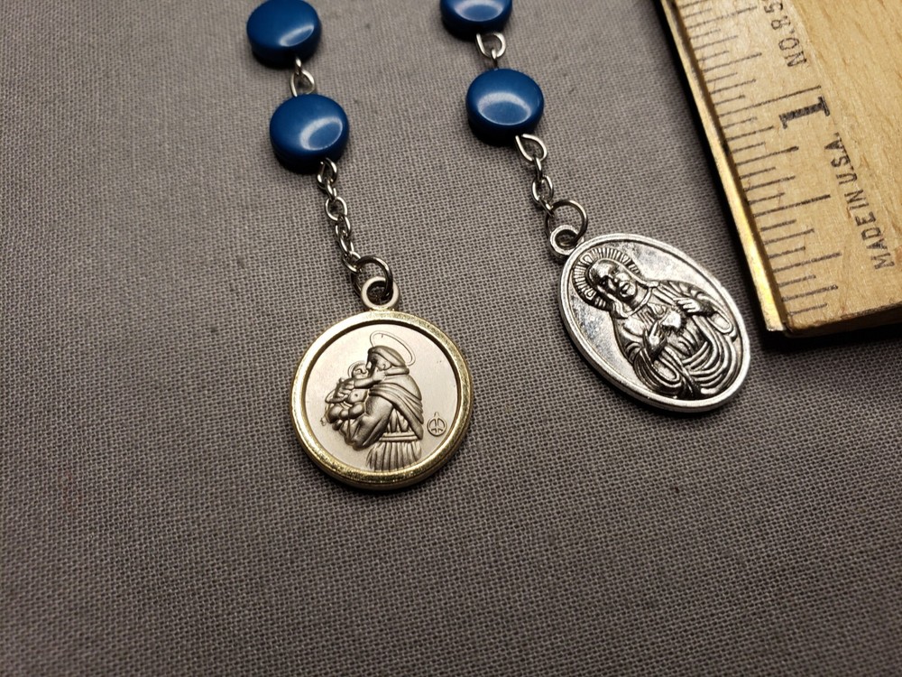 Vintage Rosary Chaplet St Anthony Catholic Christian H70