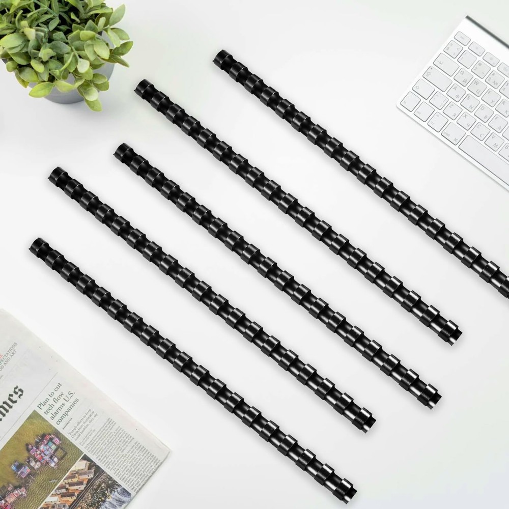 Plastic Binding Comb 19 Ring 3/8" 60 Sheet Capacity Letter Black 100 PCS