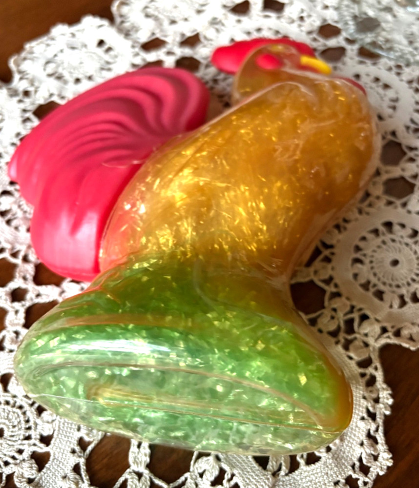 VINTAGE 10.5" ROOSTER CEULOID/PLASTIC CANDY CONTAINER 1940'S