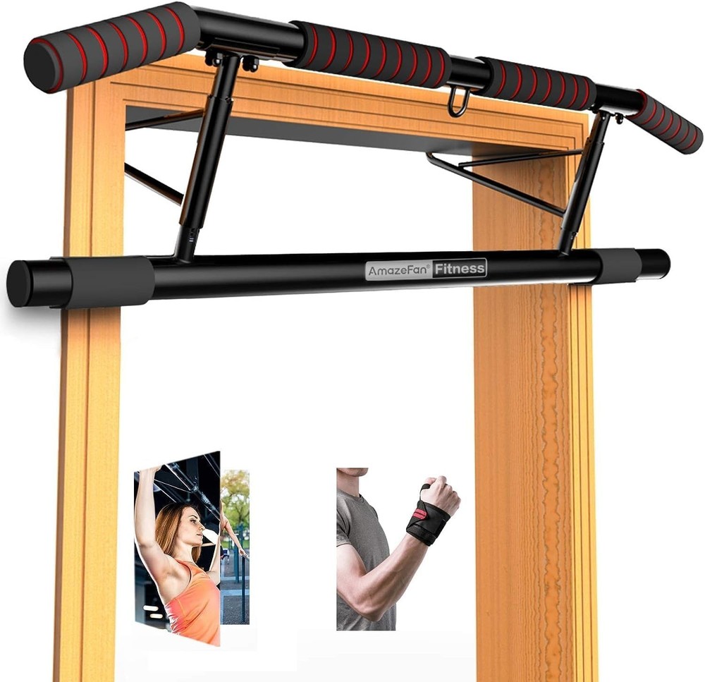 Space-Saving Folding Pull Up Bar with Adjustable Angled Grip - 2024 Upgrade