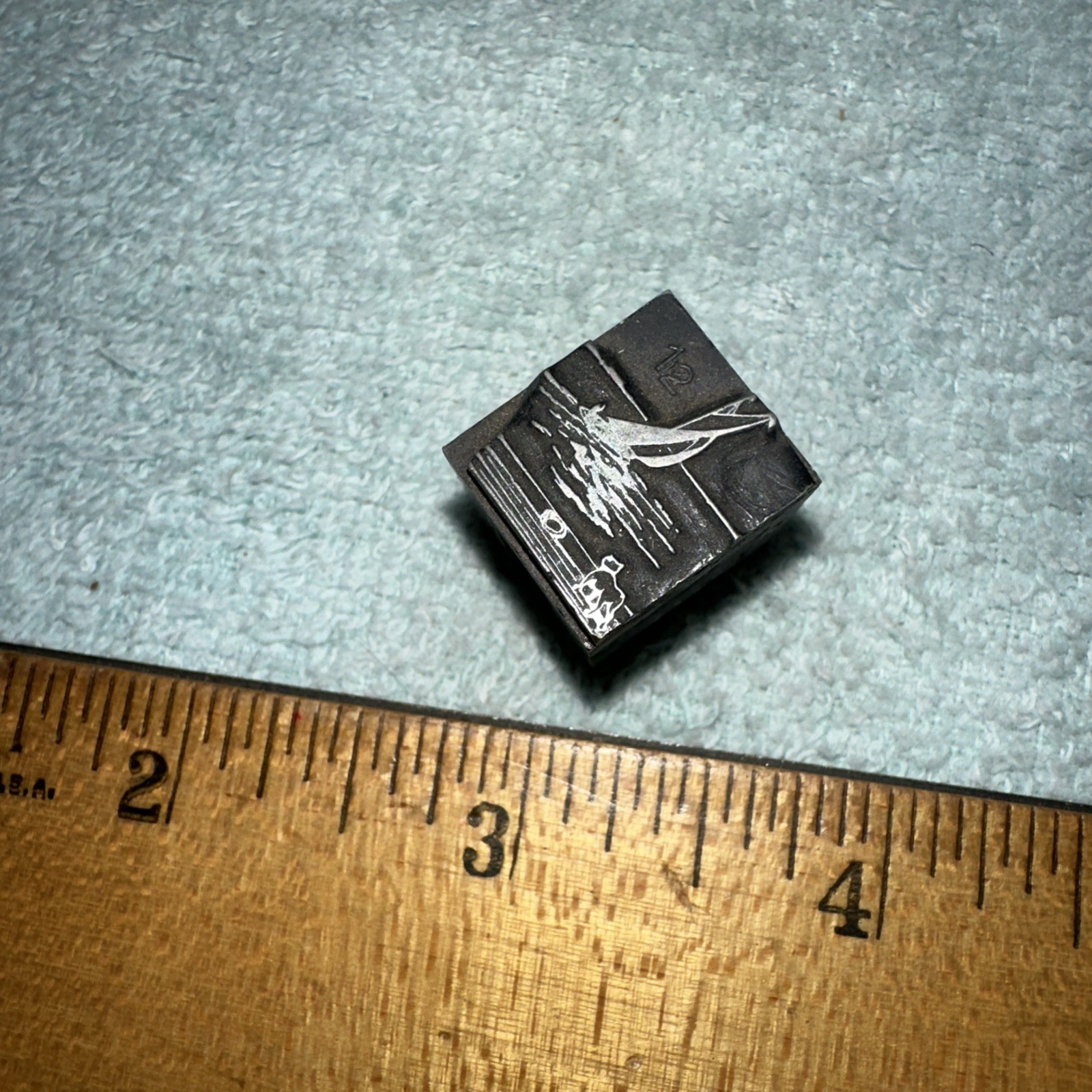 Printing Block “ Sail Boat, Dog on Shore “ Lead Block