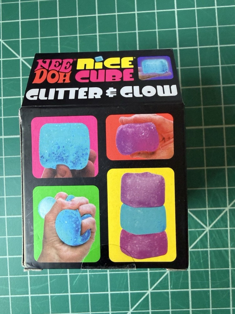 Authentic New NeeDoh Nice Cube Nee Doh Glitter & Glow PINK Sparkle Ice Cube