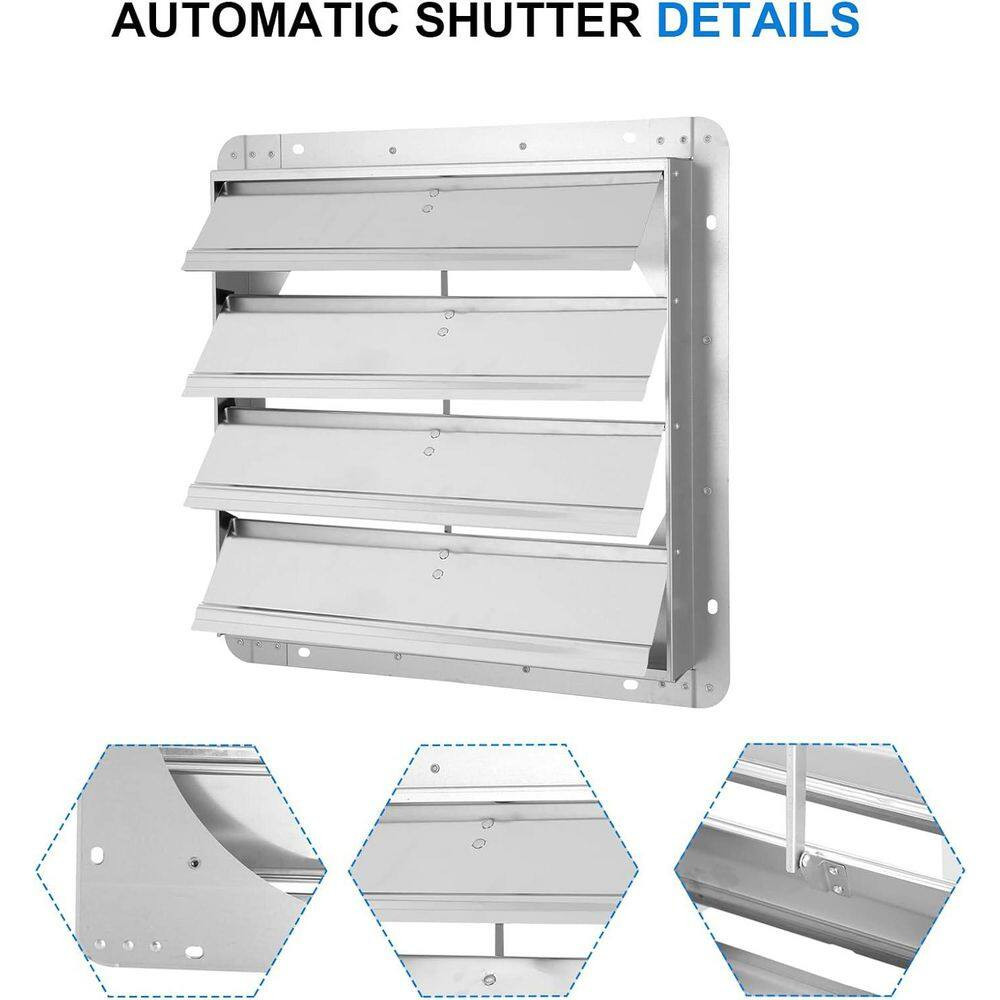 18 In. Square Automatic Gravity Shutter Louver Vent Silver High-Quality Aluminum