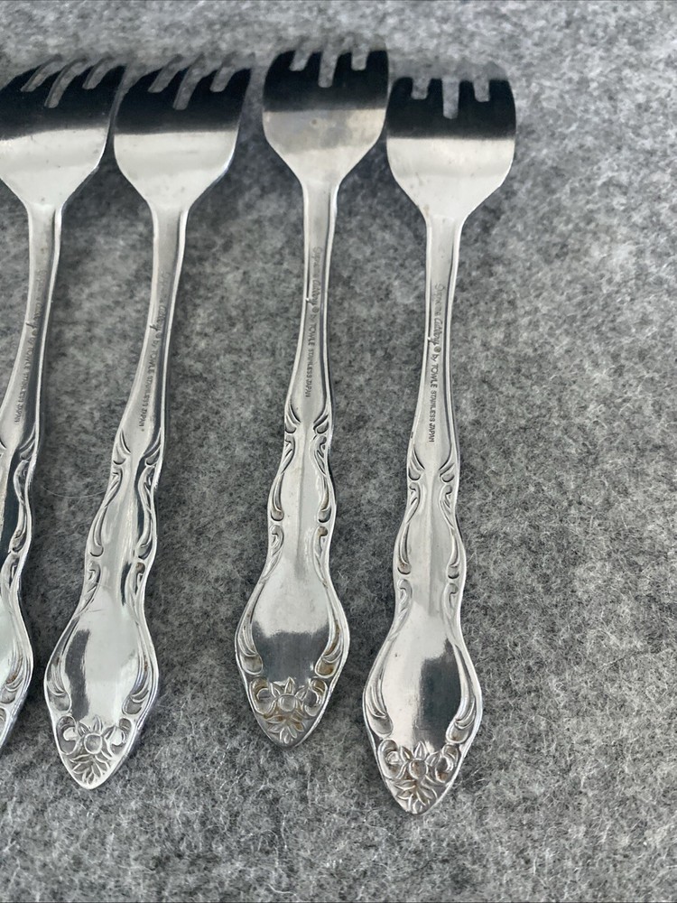 5 TOWLE/SUPREME CUTLERY STAINLESS FLATWARE, "PIERRE" PATTERN, SALAD FORKS