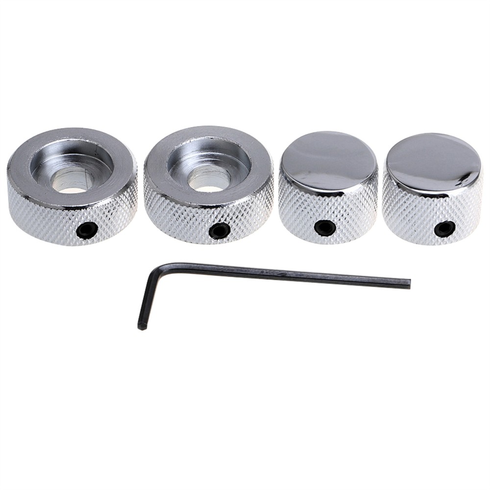 Musiclily Pro 2Pcs Chrome Universal Metal Dual Concentric Stacked Guitar Knobs