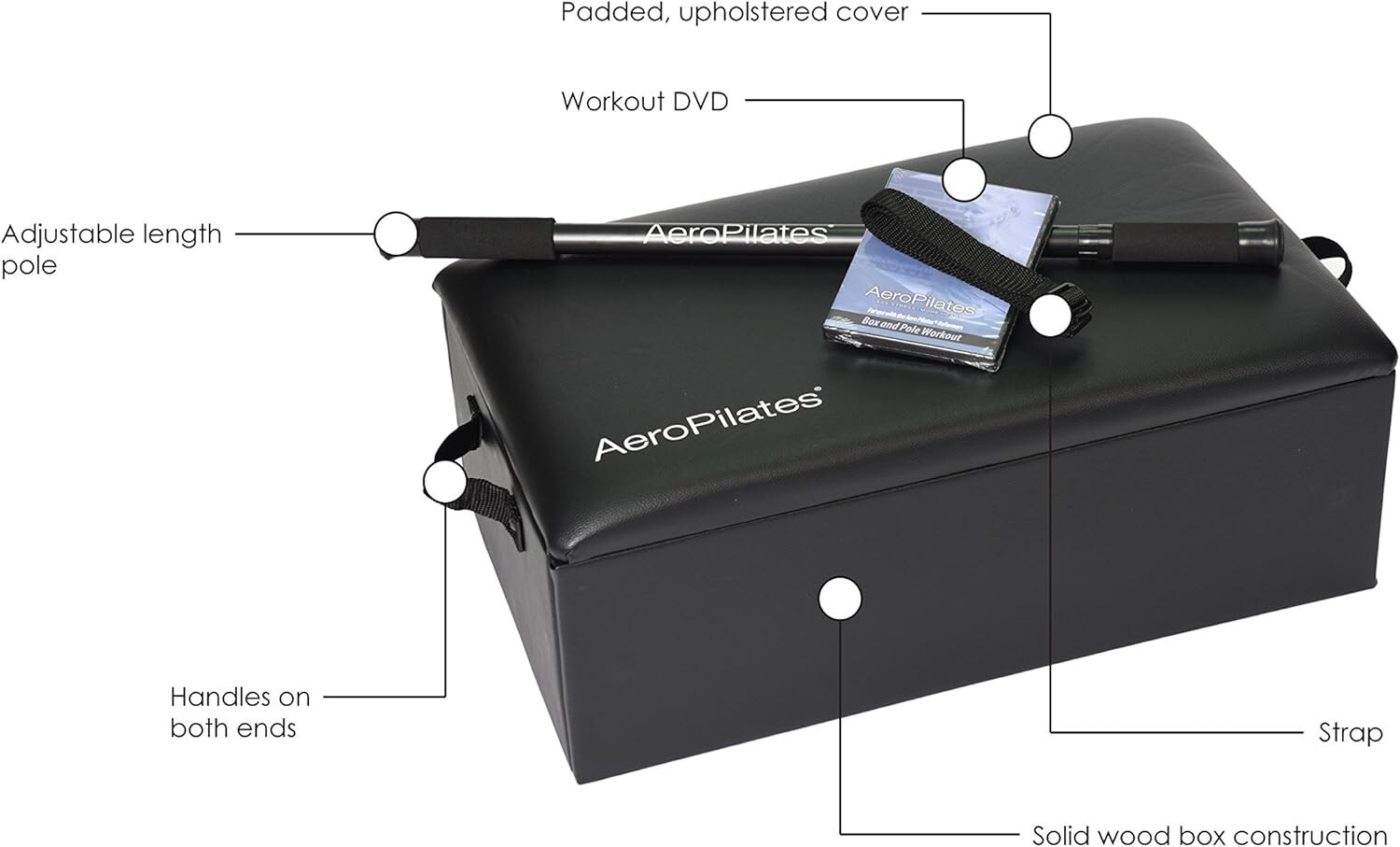 AeroPilates Pilates Exercise BOX and POLE Reformer Accessory + Strap Workout DVD