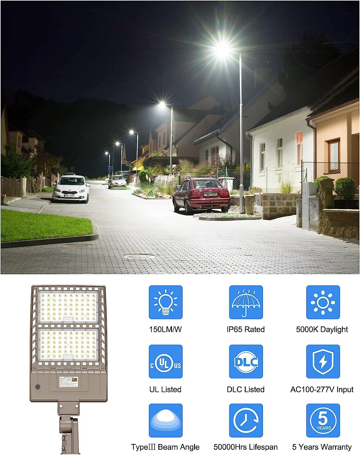 400W LED Shoebox Pole Light Commercial Parking Lot Street Outdoor Lighting 5000K