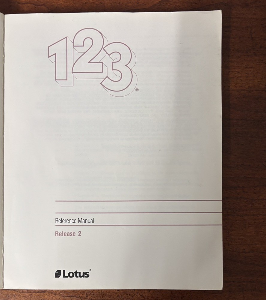 Vintage Lotus 123 Reference Manual 1985