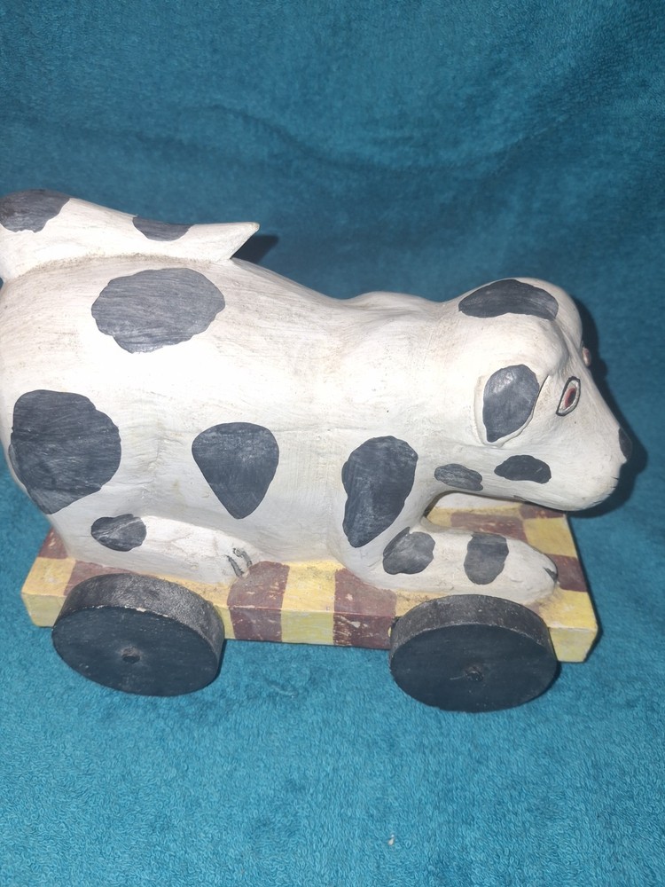 Primitive Hand Carved Hand Painted Pull Toy