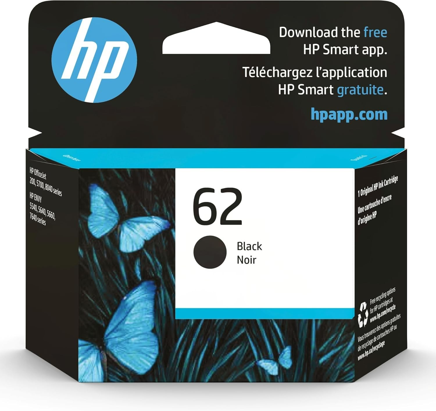 Genuine HP 62 Black Ink Cartridge ~ 200 pages C2P04AN Original Exp - 06/27