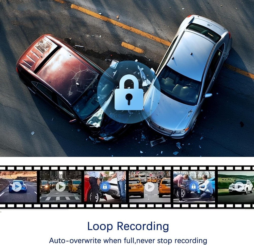 Front & Inside HD Dash Cam with Infrared Night Vision & Loop Recording Functio