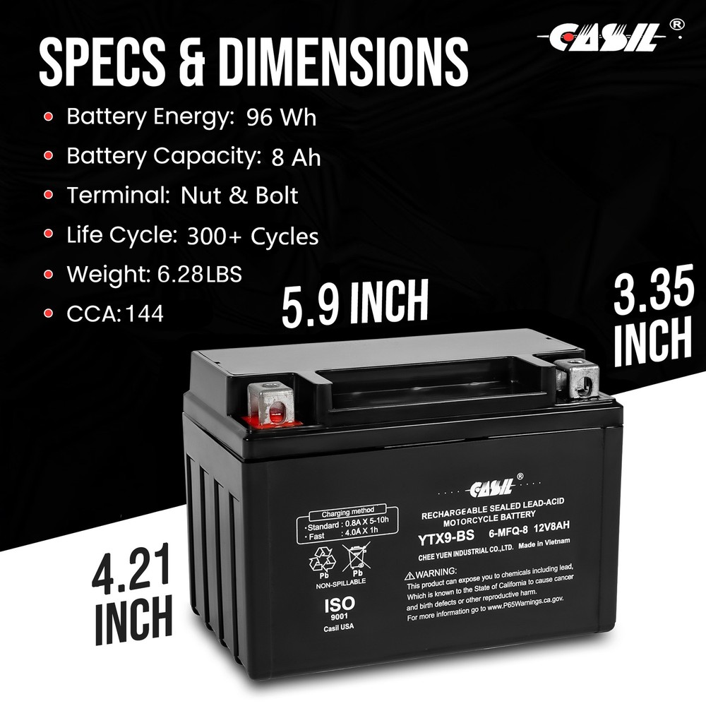YTX9-BS Motorcycle Battery Replacement for KTM LC4 E/XC 1996 - 1998