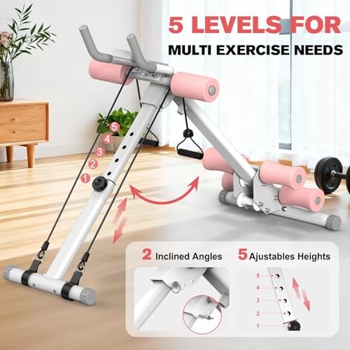 Ab Workout Machine Adjustable Ab Trainer Abdominal Trainer for Home Gym White