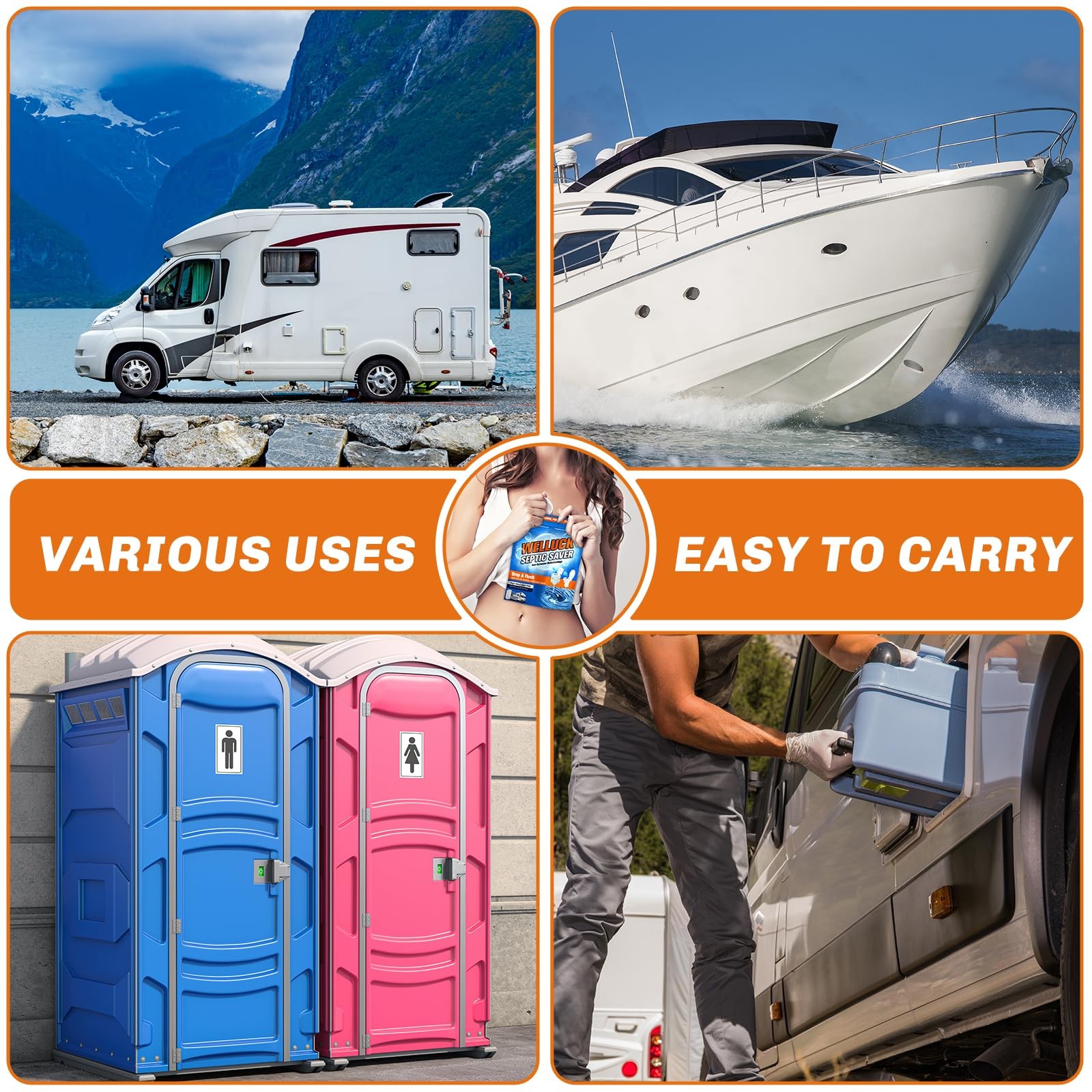 WELLUCK 50 Packs RV Toilet Treatment Drop Ins, Holding Tank Deodorizer for RV