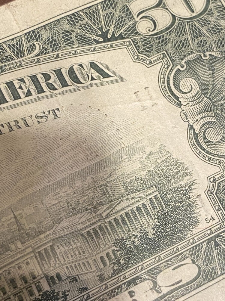 1981 A $50.00 ERROR NOTE Seal/Numbers Bleed Through On Back (Red Ink On Front)