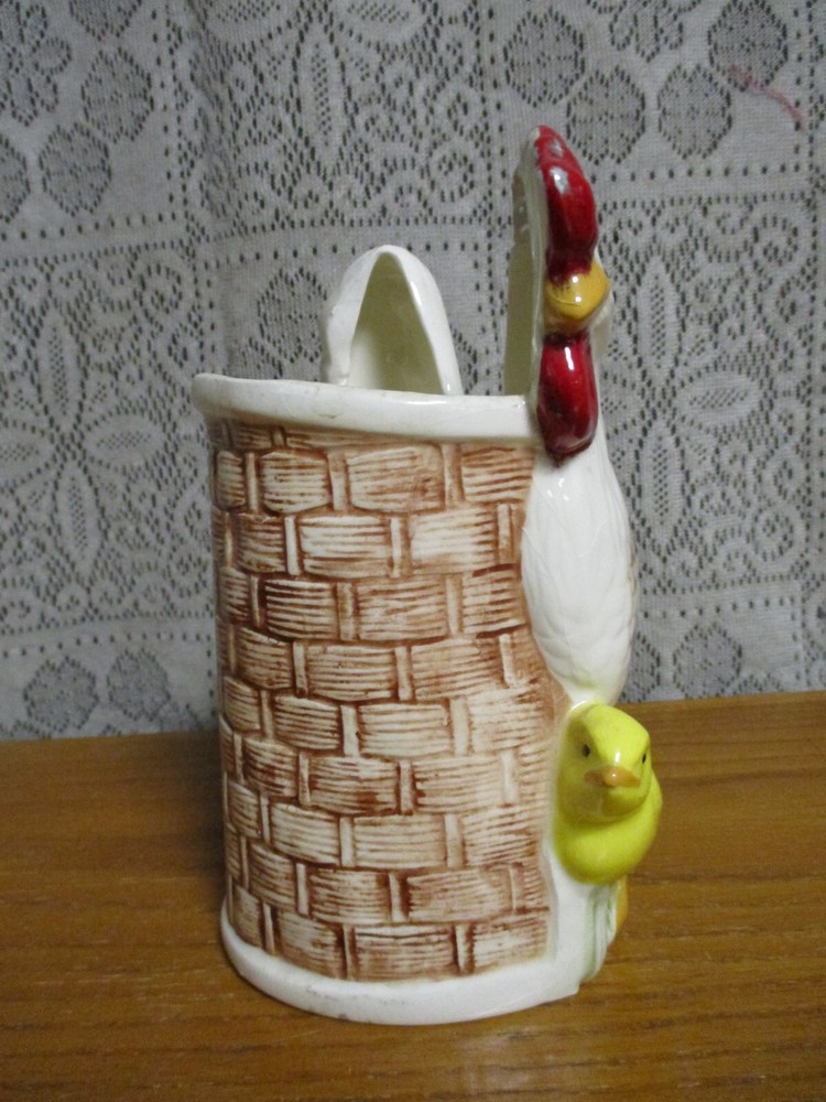 Chicken with Her Chicks Planter Handmade Ceramic Dated 1984