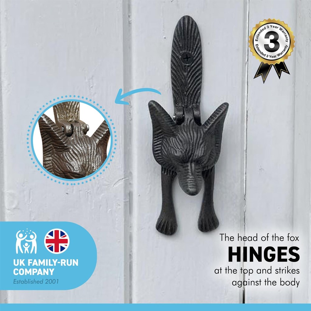CAST IRON FRONT DOOR FOX DOOR KNOCKER | Handmade front door knocker