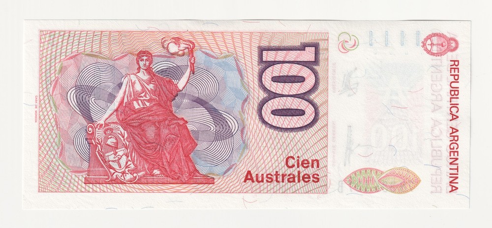 Argentina 100 Australes banknote Domingo Sarmiento UNC