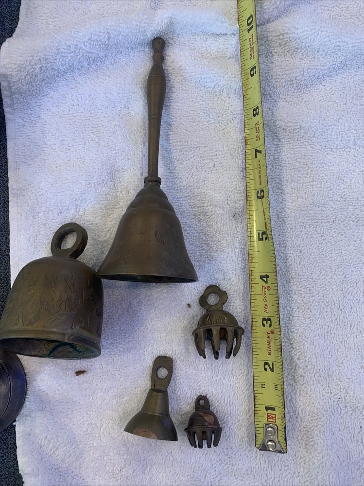 Vintage Solid Brass Hand Bells - Both Handle & Bell made of Brass