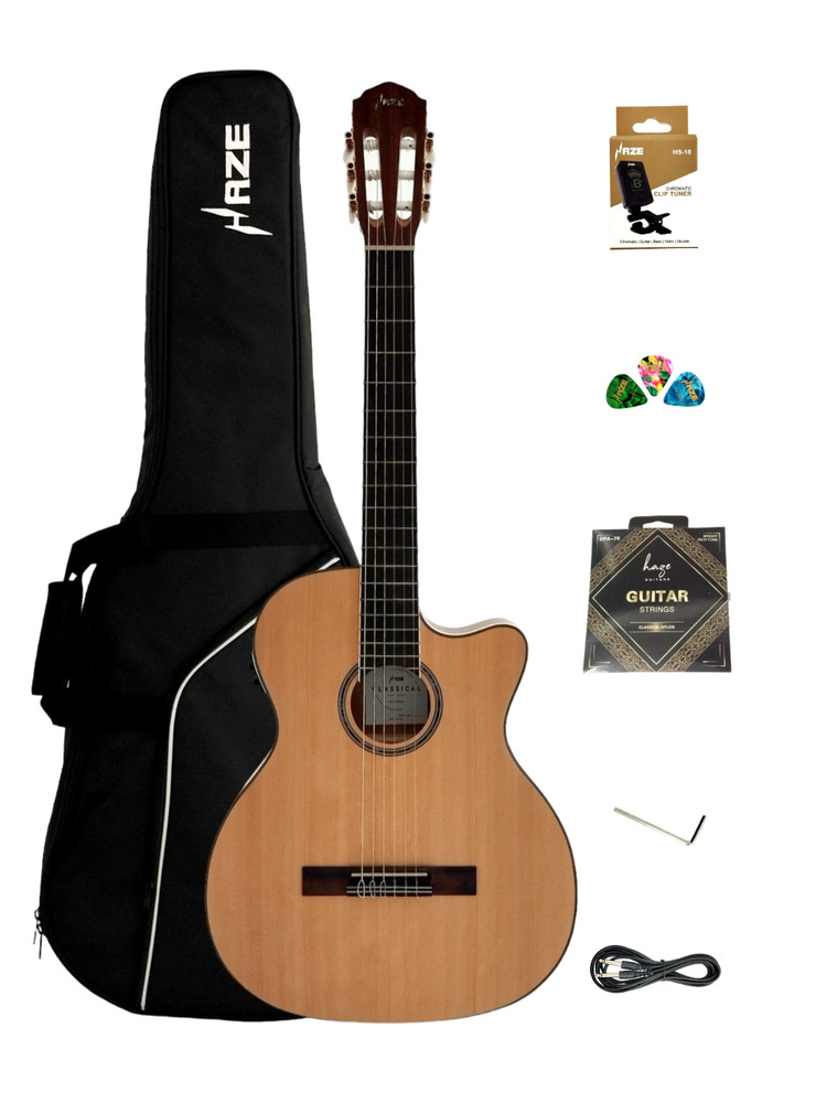Haze Matte C551BCEQSM Solid Top Thin Body Arched Back Classical Guitar