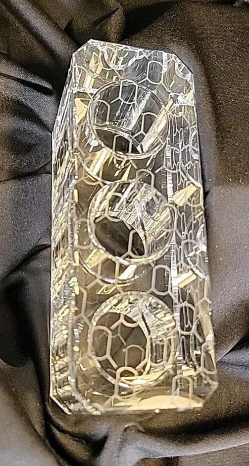 Heavy Clear Rectangular Contemporary Geometric Etched Pattern Votive Candle...