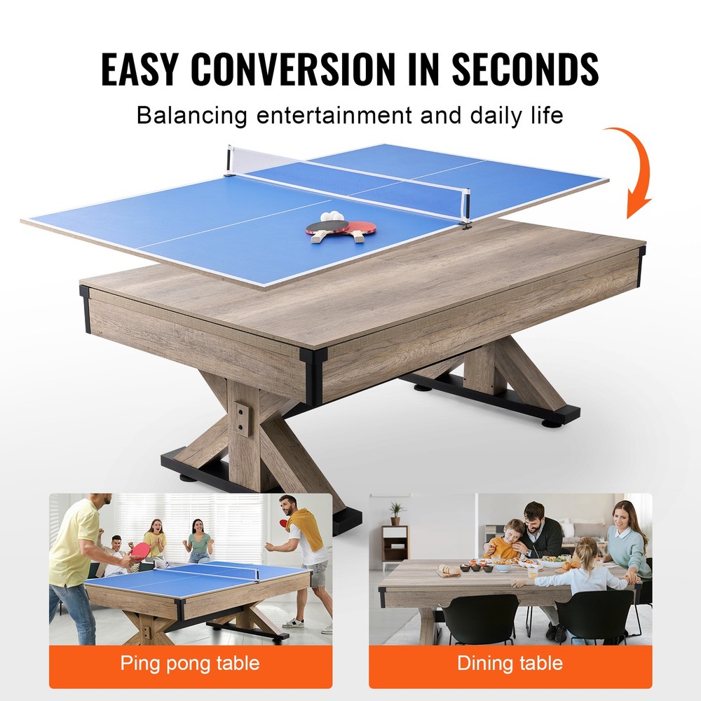 Uimoso 7ft Billiards Table Combo Set 3-in-1 Multi Game Pool Table Full Accessory