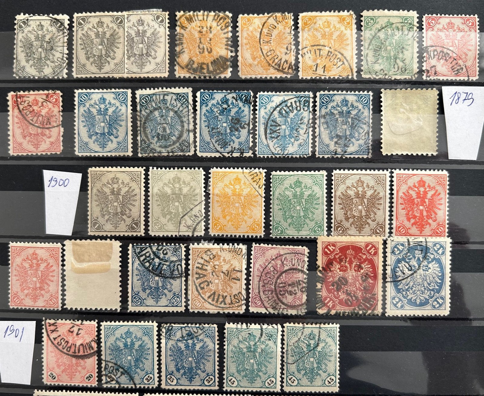 Bosnia & Herzegovina 1879/1918 collection on 3 pgs with rare stamps old CV 386 €