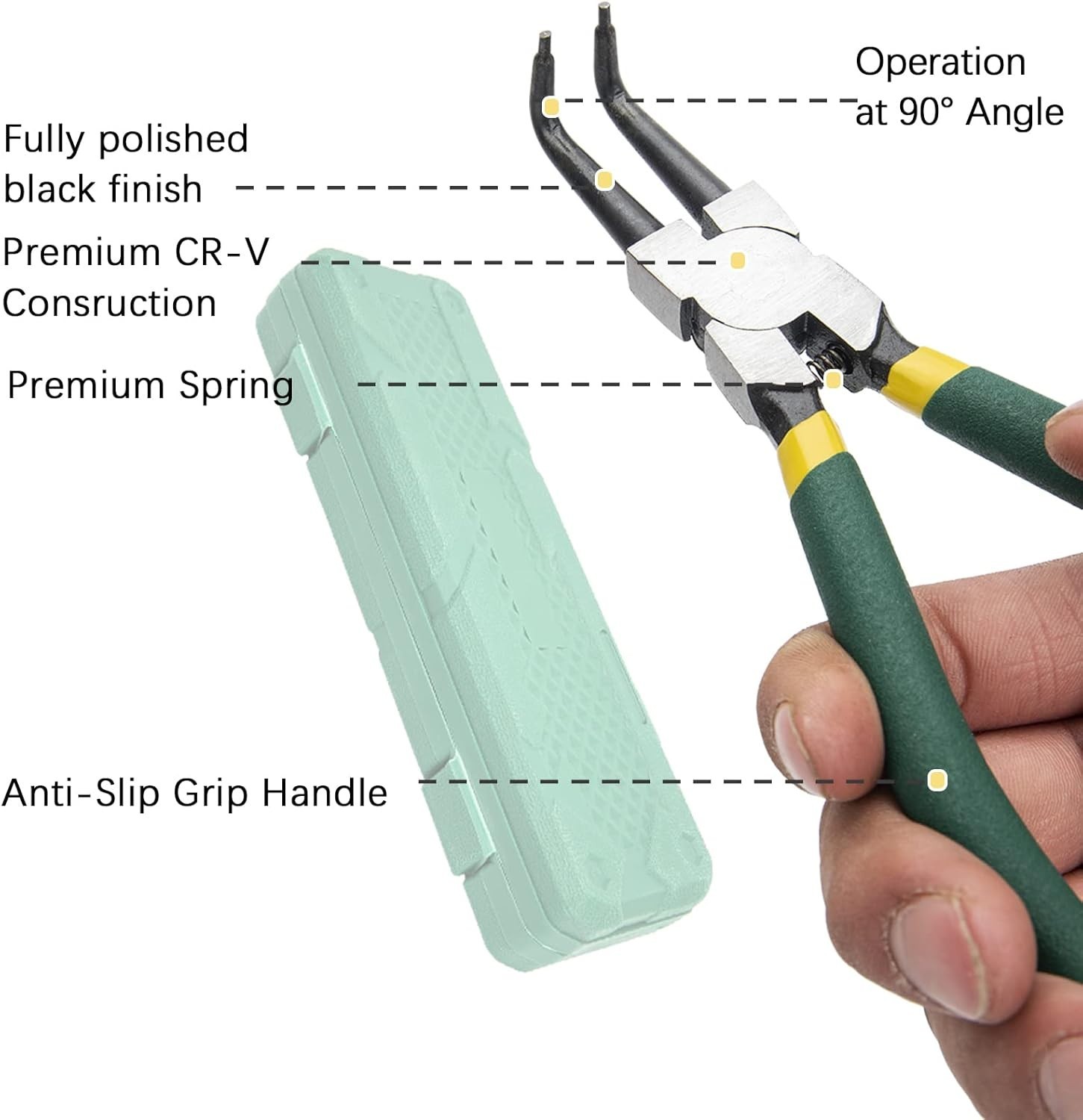 4Pcs 7" Internal/External Snap Ring Pliers Set Heavy Duty Circlip Pliers Kit