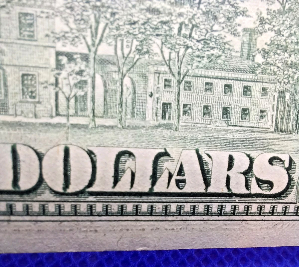 100 dollar bill 1990 Cut off center Error & Excessive ink Error (Piece torn off)