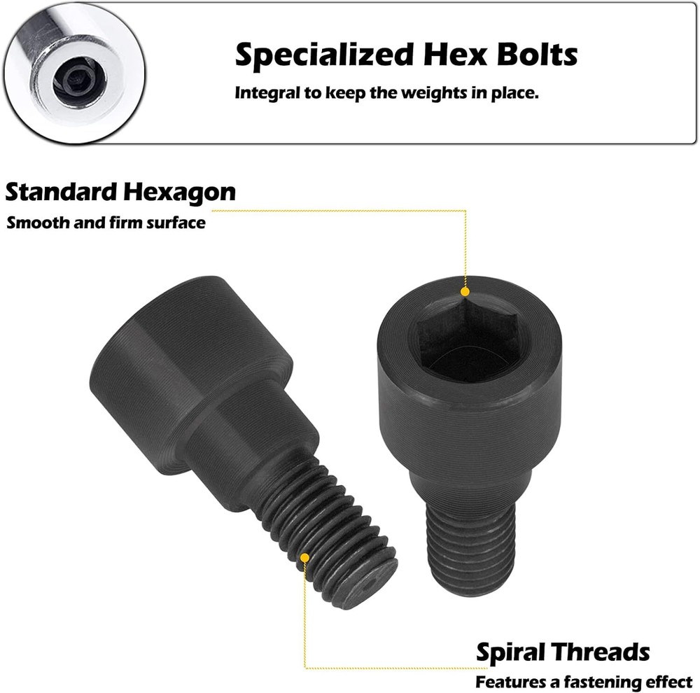 Replacement 2pc Hex Bolts for Olympic Bars, Curl Bars, Tricep Bars Dumbbell Bars