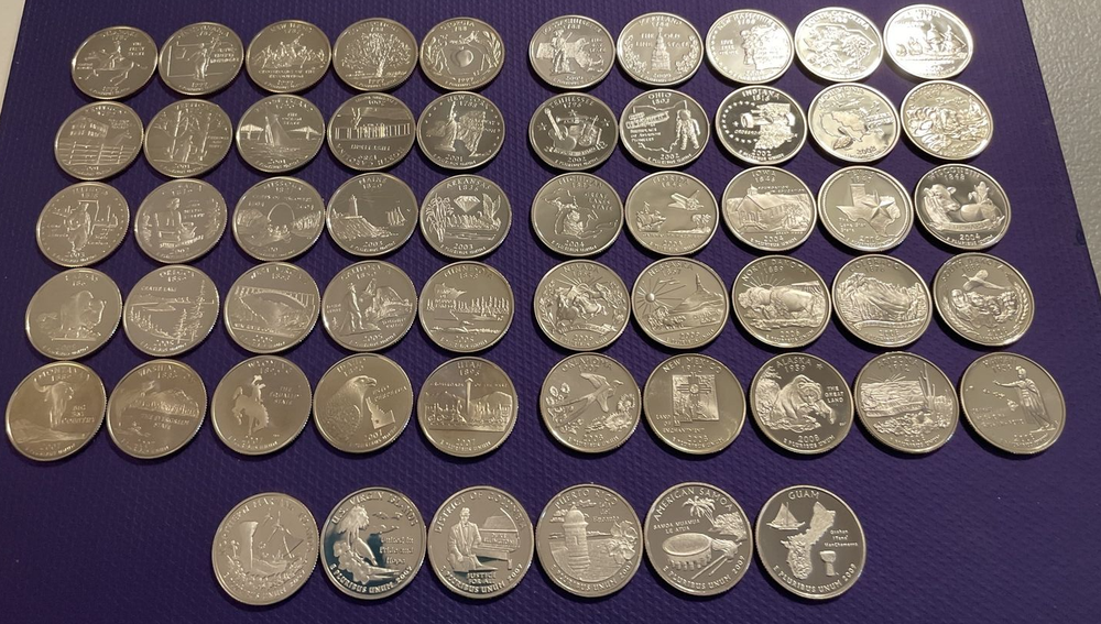 1999-2009 S -40 Different Proof State Quarters Clad Roll some toning Read below