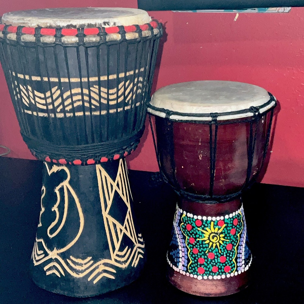 djembe drum used 9.5’ X20 Inc With Practice Drum