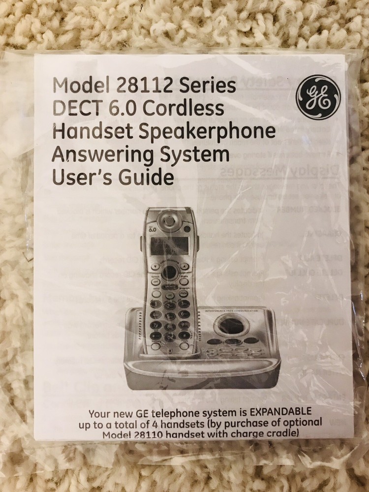 GE Cordless Handset Answering System Model 28112 (Users Guide) Manual ONLY