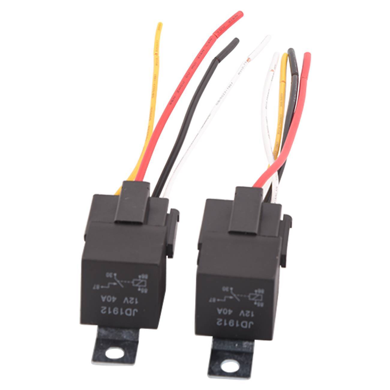 2 Pack 12V 30/40 Amp 4-Pin SPST Automotive Relay 4 Wires & Harness Socket Set US