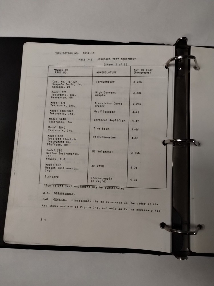 Bendix DC Generator Type No. 30B107-7F/-11A/-19-A Maintenance/ Parts-Copy