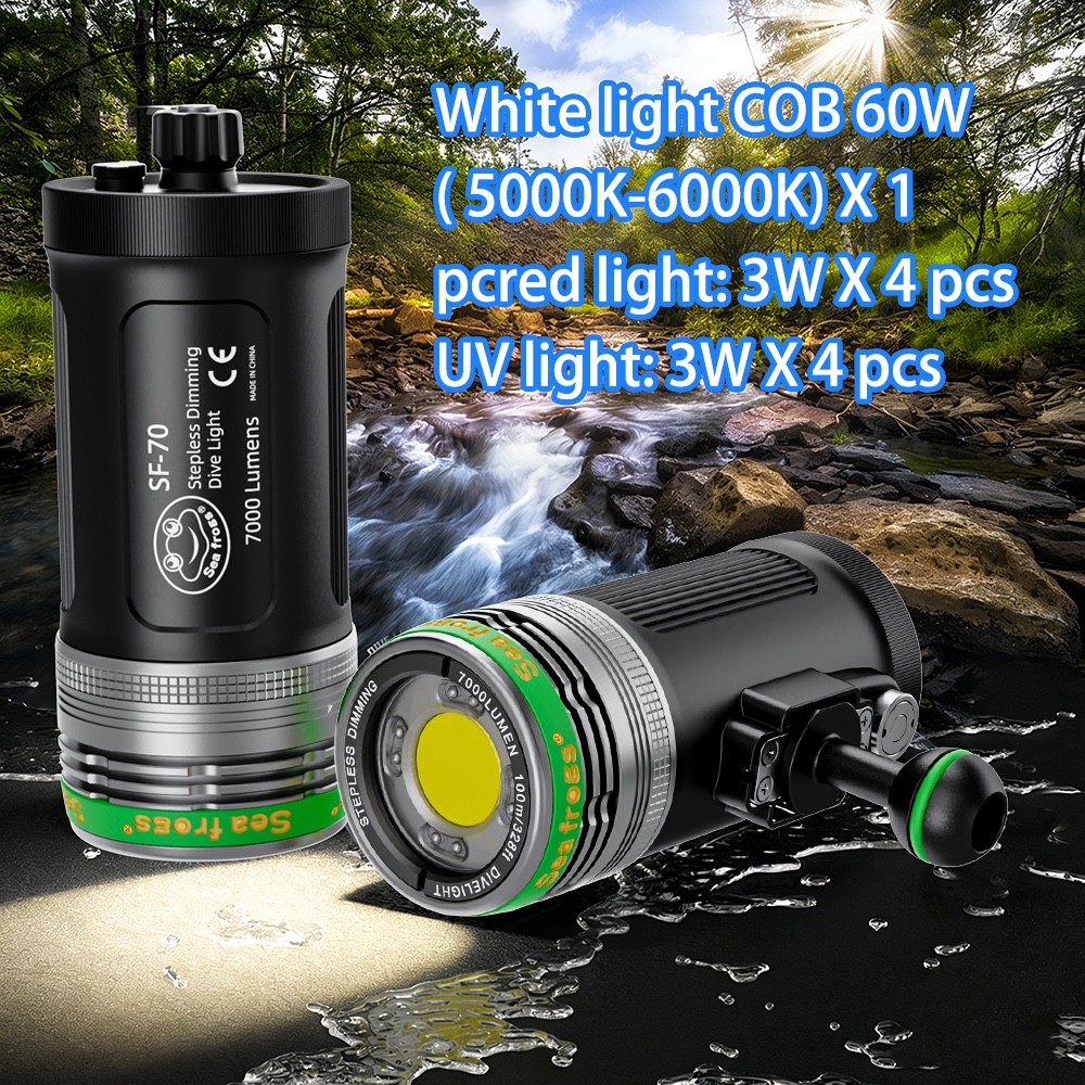 SEAFROGS SF-70 7000LM Professional Diving Video Light Strobe Light