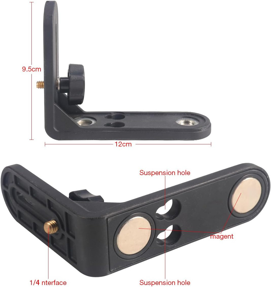 Magnet Level Durable L-Shape Magnetic Bracket Leveling 1/4" Thread Laser Level A