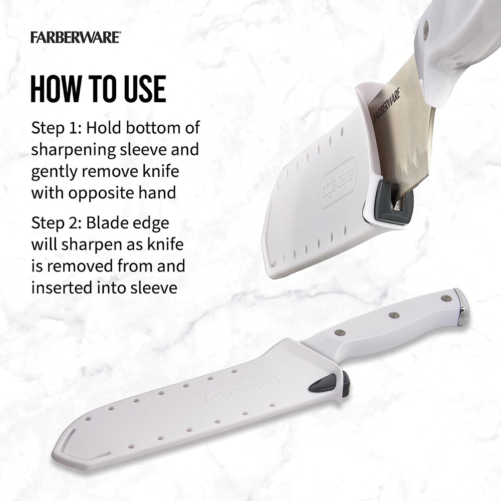 Farberware Edgekeeper Triple Riveted Santoku Self-Sharpening Blade Cover, Hig...