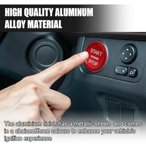 Car Engine Start Stop Push Botton Cover, Aluminum Auto Key Ignition Switch Red