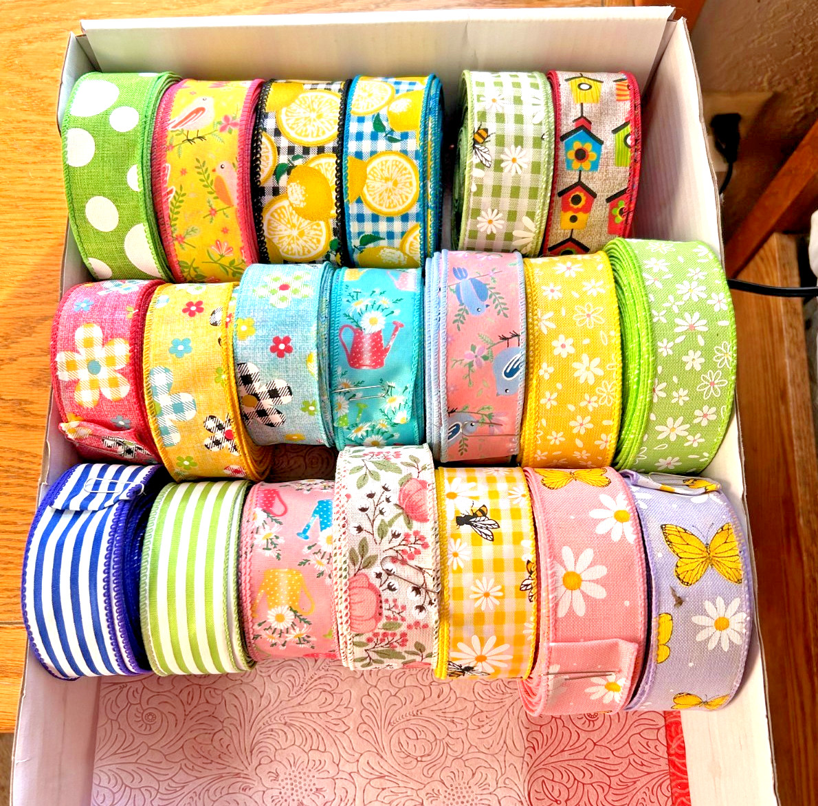 Cheerful Spring Multi-Color Wired Ribbon - 10 Yards