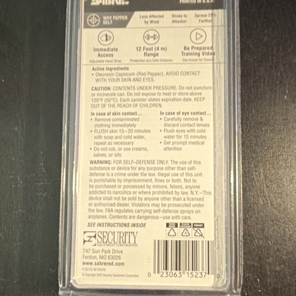 Sabre Pepper Gel Runner Series Maximum Strength UV Marking Dye Hand Strap