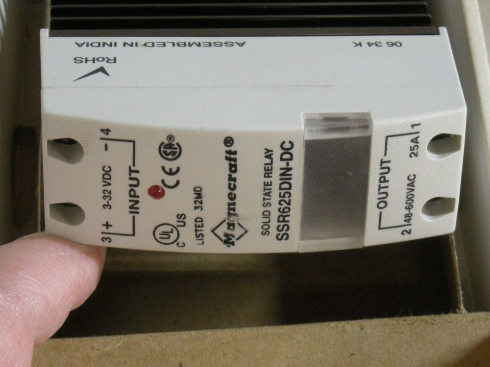 Magnacraft SSR625DIN-DC Solid State Relay 3-32 VDC Input Output 48-600VAC 25A